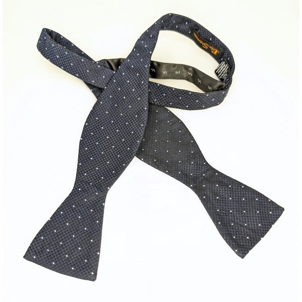 Ben Sherman Adjustable Polka Dot Silk Bow Tie Navy Blue‎ Self-Tie Event Formal